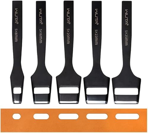WUTA 5-teiliger Ovale Lochstanzer Hochwertiges Martensitic Stainless Steel Locheisen Set für Leder、Gürtel & Armbanduhren(5 * 8+5 * 10+5 * 20+5 * 22+5 * 25mm) von WUTA