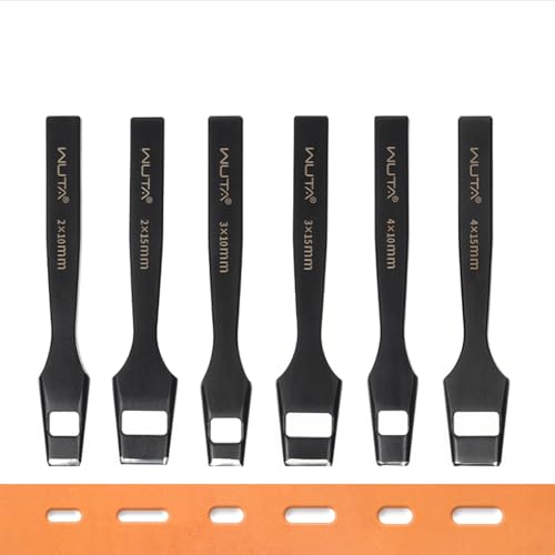 WUTA 6-teiliger Ovale Lochstanzer Hochwertiges Martensitic Stainless Steel Locheisen Set für Leder、Gürtel & Armbanduhren(2 * 10+2 * 15+3 * 10+3 * 15 +4 * 10+4 * 15mm) von WUTA