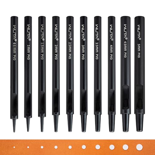 WUTA Beschichtung Titan Locheisen Set, Rund Hohlstanz-Schneidewerkzeug, Locheisensatz für Leder, Uhrenarmband, Dichtungsgürtel(10 Stück) von WUTA