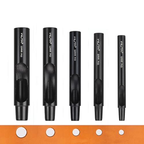 WUTA Beschichtung Titan Locheisen Set, Rund Hohlstanz-Schneidewerkzeug, Locheisensatz für Leder, Uhrenarmband, Dichtungsgürtel(5 Stück) von WUTA