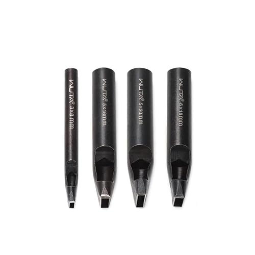 WUTA Kohlenstoffstahl Lochstanzer,4 Stück Rechteck Locheisen Set für DIY Lederarbeiten, Gürtel, Taschen, Lochstanzer Leder(3 * 8+5 * 16+5 * 20+6 * 18mm) von WUTA
