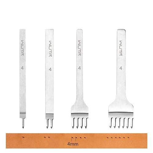 WUTA Leder Locher Werkzeug, Zweite Generation Hochwertige Interdentalpolitur Leder Meißel Locher Werkzeug für DIY Leder Craft(4mm 1+2+4+6） von WUTA