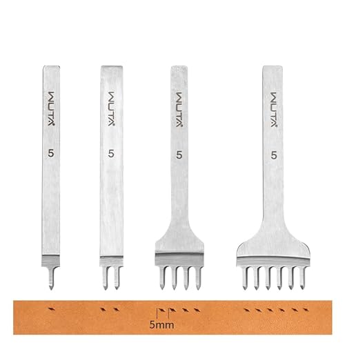 WUTA Leder Locher Werkzeug, Zweite Generation Hochwertige Interdentalpolitur Leder Meißel Locher Werkzeug für DIY Leder Craft(5mm 1+2+4+6） von WUTA