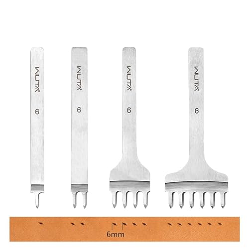 WUTA Leder Locher Werkzeug, Zweite Generation Hochwertige Interdentalpolitur Leder Meißel Locher Werkzeug für DIY Leder Craft(6mm 1+2+4+6） von WUTA
