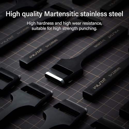 WUTA Ovale Lochstanzer Hochwertiges Martensitic Stainless Steel Locheisen Set für Leder、Gürtel & Armbanduhren(3 * 8mm) von WUTA