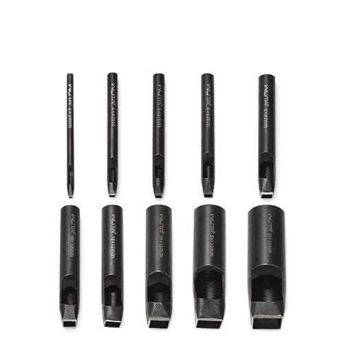 WUTA Quadratische Lochstanzer Leder, 10-teilige Kohlenstoffstahl Locheisen Set Für Gürtel, Uhrenarmbänder, DIY Lederhandwerk(2 * 2-15 * 15mm) von WUTA