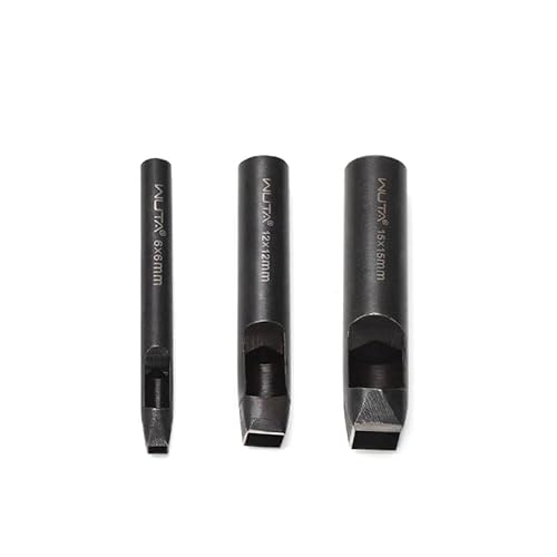 WUTA Quadratische Lochstanzer Leder, 3-teilige Kohlenstoffstahl Locheisen Set Für Gürtel, Uhrenarmbänder, DIY Lederhandwerk(6 * 6+12 * 12+15 * 15mm) von WUTA