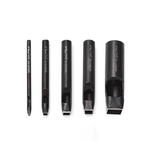 WUTA Quadratische Lochstanzer Leder, 5-teilige Kohlenstoffstahl Locheisen Set Für Gürtel, Uhrenarmbänder, DIY Lederhandwerk(2 * 2+5 * 5+8 * 8+12 * 12+20 * 20mm) von WUTA