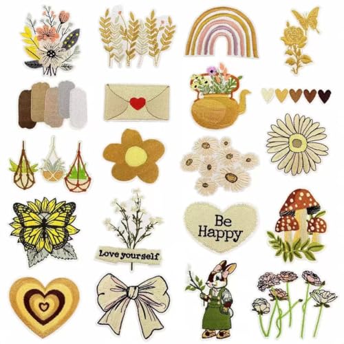 Boho-Aufnäher zum Aufbügeln, niedliche Vintage-Stickerei-Applikation, mädchenhafte ästhetische Aufnäher, bestickte Flicken zum Aufnähen, DIY, dekorative Wärmepresse, Flicken für Kleidung, Hüte, Jacken Boho-Aufnäher zum Aufbügeln, niedliche Vintage-Stickerei-Applikation, mädchenhafte ästhetische Aufnäher, bestickte Flicken zum Aufnähen, DIY, dekorative Wärmepresse, Flicken für Kleidung, Hüte, Jacken von WUTAOBON