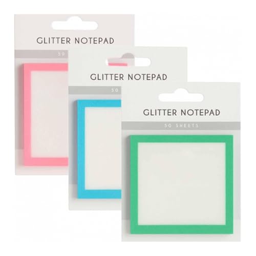 WUUISDNX Glitzer Notizblock, Haftnotizen, glitzernde Haftnotizblöcke, 3 x funkelnd, Glitzer Set, für kleine Notizen, Büro von WUUISDNX