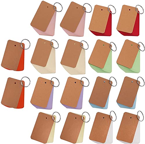 WUWEOT 18 Stück 900 Blatt Karteikarten mit Ring Karteikarten Blanko Vokabel Karteikarten Lernkarte Pocket Kraftpapier Karten Mini Multicolor Karten Notizzettle Memos Vokabel Lernen DIY (je 50 Blatt) von WUWEOT