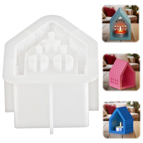 Silikonformen für Sterne und Häuser - 3D Weihnachten Kerzenhalter, Hohle Hauskerze Gießform, DIY Sterne Häuser (C) von WUYIZZW