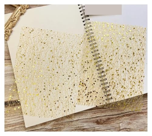 10 Stück Farbglitzer-Pailletten-Spitzengaze-Kunstpapier Scrapbooking Dekorieren DIY Junk Journal Planer Collage Hintergrundpapiermaterial Für Basteln(Glod) von WUYXTO
