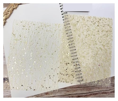 10 Stück Farbglitzer-Pailletten-Spitzengaze-Kunstpapier Scrapbooking Dekorieren DIY Junk Journal Planer Collage Hintergrundpapiermaterial Für Basteln(Light Gold) von WUYXTO