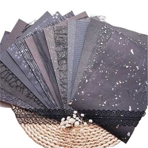 15 Stück Vintage-Stil Spezialpapier Gaze Gemischtes Scrapbooking-Papier Dekorieren Zubehör DIY Junk Journal Handwerk Collage Kunst Für Basteln(Black) von WUYXTO