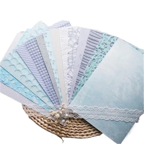 15 Stück Vintage-Stil Spezialpapier Gaze Gemischtes Scrapbooking-Papier Dekorieren Zubehör DIY Junk Journal Handwerk Collage Kunst Für Basteln(Blue) von WUYXTO