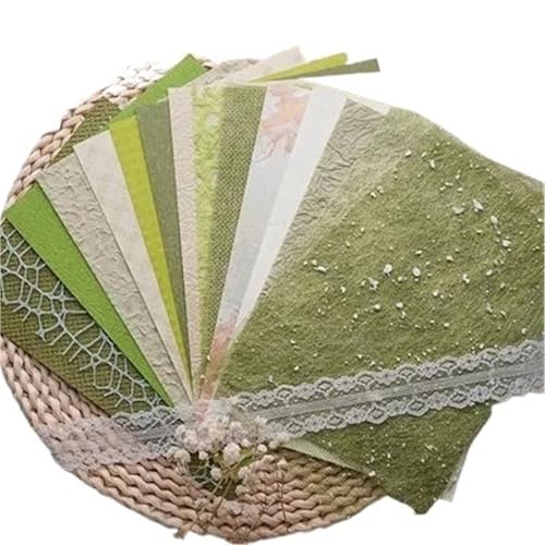 15 Stück Vintage-Stil Spezialpapier Gaze Gemischtes Scrapbooking-Papier Dekorieren Zubehör DIY Junk Journal Handwerk Collage Kunst Für Basteln(Green) von WUYXTO