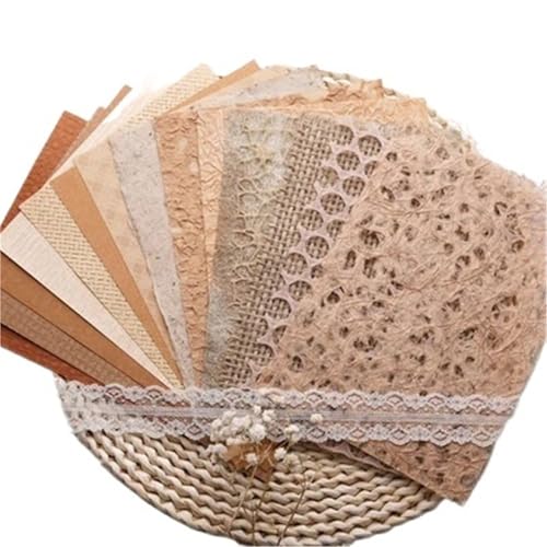 15 Stück Vintage-Stil Spezialpapier Gaze Gemischtes Scrapbooking-Papier Dekorieren Zubehör DIY Junk Journal Handwerk Collage Kunst Für Basteln(Khaki) von WUYXTO