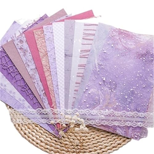 15 Stück Vintage-Stil Spezialpapier Gaze Gemischtes Scrapbooking-Papier Dekorieren Zubehör DIY Junk Journal Handwerk Collage Kunst Für Basteln(Purple) von WUYXTO