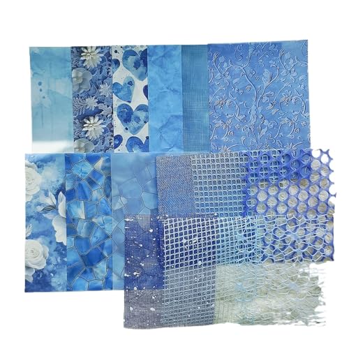 15 Teile/paket Gaze Materialien Papier DIY Scrapbooking Decor Handwerk Papier Ästhetik Collage Journal Schreibwaren Für Basteln(Blue) von WUYXTO