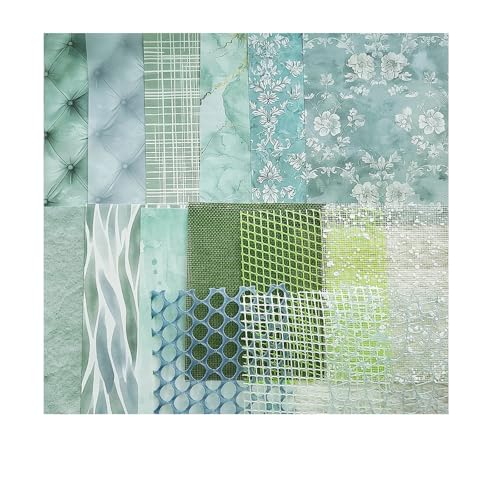 15 Teile/paket Gaze Materialien Papier DIY Scrapbooking Decor Handwerk Papier Ästhetik Collage Journal Schreibwaren Für Basteln(Green) von WUYXTO