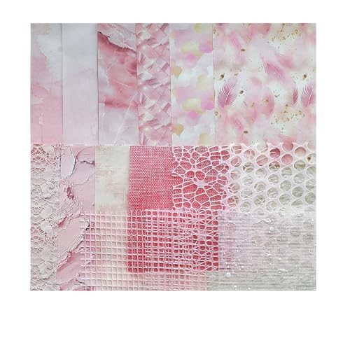 15 Teile/paket Gaze Materialien Papier DIY Scrapbooking Decor Handwerk Papier Ästhetik Collage Journal Schreibwaren Für Basteln(Pink) von WUYXTO