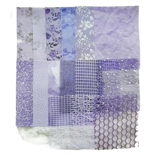 15 Teile/paket Gaze Materialien Papier DIY Scrapbooking Decor Handwerk Papier Ästhetik Collage Journal Schreibwaren Für Basteln(Purple) von WUYXTO