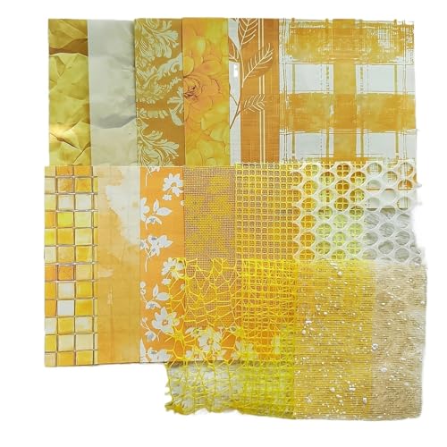 15 Teile/paket Gaze Materialien Papier DIY Scrapbooking Decor Handwerk Papier Ästhetik Collage Journal Schreibwaren Für Basteln(Yellow) von WUYXTO