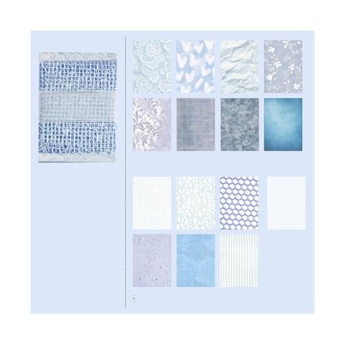 15-teiliges Mesh-Collage-Materialpaket, antihaftbeschichtete Journalpapiere mit gemischter Textur, DIY-Scrapbooking-Zubehör Für Basteln(Blue) von WUYXTO