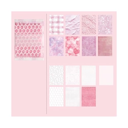 15-teiliges Mesh-Collage-Materialpaket, antihaftbeschichtete Journalpapiere mit gemischter Textur, DIY-Scrapbooking-Zubehör Für Basteln(Pink) von WUYXTO