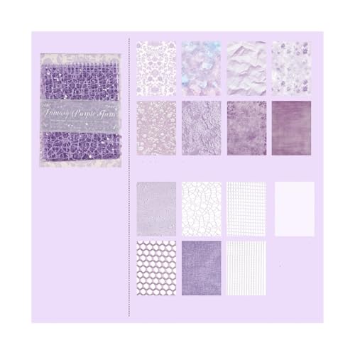 15-teiliges Mesh-Collage-Materialpaket, antihaftbeschichtete Journalpapiere mit gemischter Textur, DIY-Scrapbooking-Zubehör Für Basteln(Purple) von WUYXTO