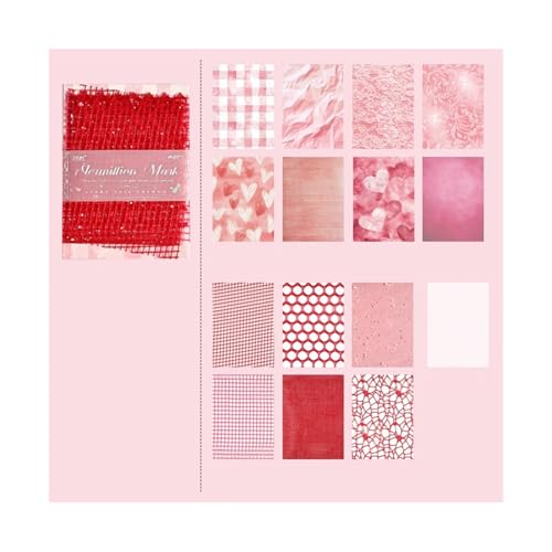 15-teiliges Mesh-Collage-Materialpaket, antihaftbeschichtete Journalpapiere mit gemischter Textur, DIY-Scrapbooking-Zubehör Für Basteln(Red) von WUYXTO
