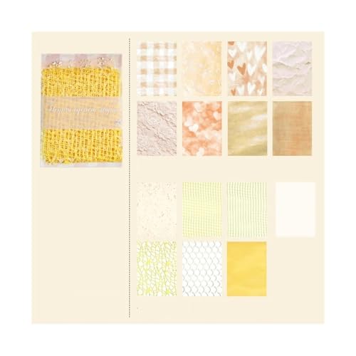 15-teiliges Mesh-Collage-Materialpaket, antihaftbeschichtete Journalpapiere mit gemischter Textur, DIY-Scrapbooking-Zubehör Für Basteln(Yellow) von WUYXTO