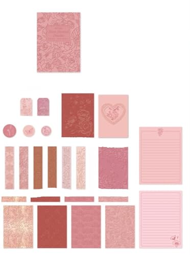 20 Pcs Vintage 3d Textur Karton Dekorative Papier DIY Scrapbooking Tagebuch Album Hintergrund Papier Für Basteln(Pink) von WUYXTO