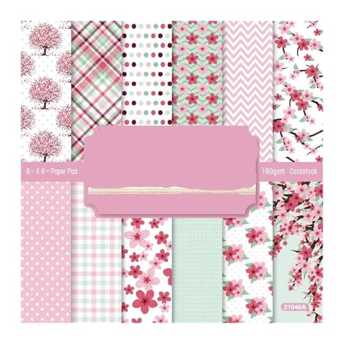 24 Blatt 6"X6" Sakura-Papier Scrapbook-Papier Scrapbooking gemusterte Packung DIY Handwerk Hintergrundpapier Für Basteln von WUYXTO