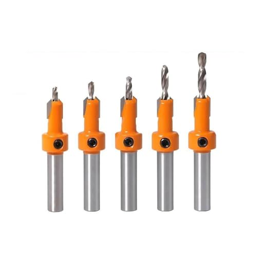 5 x HSS-Holzbohrer, professionelle Lochschraube mit Gegenspüle, Fräser für Holzbearbeitungswerkzeuge, Frässtifte von WUZIA