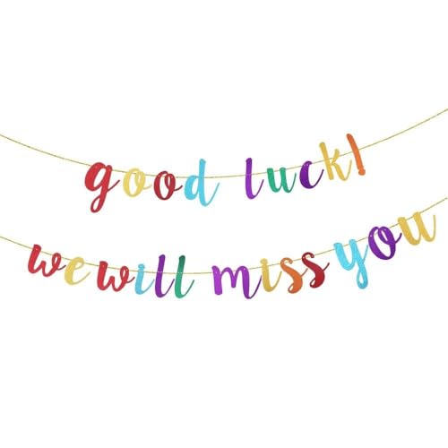 Buntes Banner für Abschlussfeier und Ruhestand, Aufschrift "Good Luck We Will Miss You", Büro-Abschied, Party-Dekoration Buntes Banner für Abschlussfeier und Ruhestand, Aufschrift "Good Luck We Will Miss You", Büro-Abschied, Party-Dekoration von WUZIA