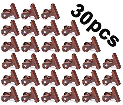 30PCS Kleine Bulldogge Büroklammern,Multi-function clip for klammern für fotos, office and kitchen (Rotes Kupfer，20mm) von WUZILIN