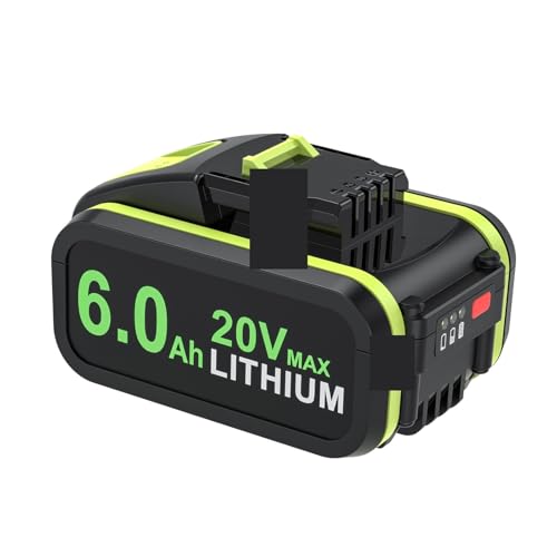WVGFAUXA Akkupack, 6000 MAh, Kompatibel Mit Worx WA3553 WA3551, 20 V Akku for Akku-Elektrowerkzeuge, WA3572 WA3553 WX390 WX176 WX178 WU268, Ersatzbatterien(1Pcs 6.0ah Battery) von WVGFAUXA