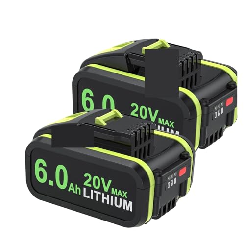 WVGFAUXA Akkupack, 6000 MAh, Kompatibel Mit Worx WA3553 WA3551, 20 V Akku for Akku-Elektrowerkzeuge, WA3572 WA3553 WX390 WX176 WX178 WU268, Ersatzbatterien(2Pcs 6.0ah Battery) von WVGFAUXA