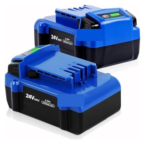 WVGFAUXA Akkupack, Kompatibel Mit Kobalt 24-V-Akku Mit Großer Kapazität KB624-03 KB524-03, Lithium-Ionen-Akku for Akku-Werkzeuge, 1 Stück, 6000 Ah, Ersatzakku(2pcs Battery) von WVGFAUXA