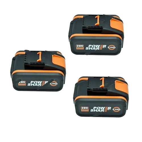 WVGFAUXA Akkupack, Kompatibel Mit Worx WA3551, 6000 MAh Akku, 20 V Akku for Akku-Elektrowerkzeuge, for WA3572 WA3553 WX390 WX176 WX178, Ersatzakku(Worx 6AhX3) von WVGFAUXA