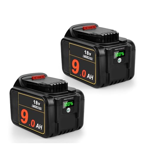 WVGFAUXA Akkupack-Akku, Kompatibel Mit Dewalt, 18 V, 20 V, Elektrowerkzeug, Ersatzakku-Zubehör for Wiederaufladbare Lithiumbatterien DCB200(2 PCS 9Ah Battery) von WVGFAUXA