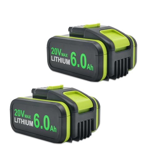 WVGFAUXA Akkupack WA3553 WA3551, Kompatibel Mit Worx, 20-V-Akku-Ersatz-Li-Ionen-Akku-Elektrowerkzeuge for WA3551 WA3572 WA3553 WX390 WX176 WX178 WU268(2PACK 6.0Ah) von WVGFAUXA