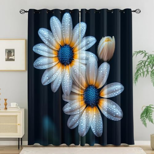 WVKFJEK Verdunklungsvorhänge Weiß Blume Morgen - 2er Set Thermovorhang Hitzeschutz - Vorhang Blickdicht mit Ösen - Modern Wohnzimmer Schlafzimmer Kinderzimmer - Gardinen 270x300 cm WVKFJEK Verdunklungsvorhänge Weiß Blume Morgen - 2er Set Thermovorhang Hitzeschutz - Vorhang Blickdicht mit Ösen - Modern Wohnzimmer Schlafzimmer Kinderzimmer - Gardinen 270x300 cm von WVKFJEK