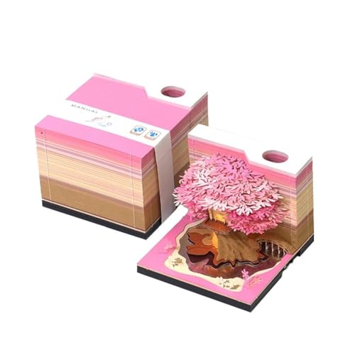 3d-Notizblock,3d-Haftnotizen,3d-Notizblock, Gravierte Baumhaus-Dekoration, 3D-Handriss-Haftnotizen, Geschenke(Pink) von WWBPOIUY