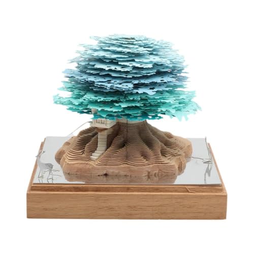 3d-Notizblock,3d-Haftnotizen,3d-Notizblock, Vier-Jahreszeiten-Panorama-Baumhaus, stereoskopische Papierkollektion, handgefertigte Skulptur, Beleuchtung, Geschenk mit Papierstreifen-Geschenk(Blue) von WWBPOIUY
