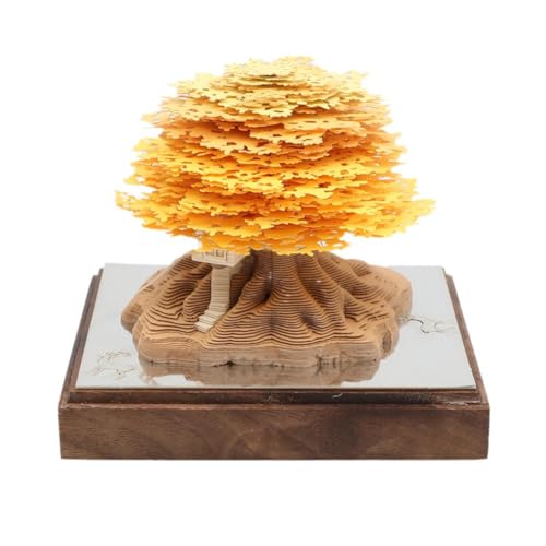 3d-Notizblock,3d-Haftnotizen,3d-Notizblock, Vier-Jahreszeiten-Panorama-Baumhaus, stereoskopische Papierkollektion, handgefertigte Skulptur, Beleuchtung, Geschenk mit Papierstreifen-Geschenk(Golden) von WWBPOIUY