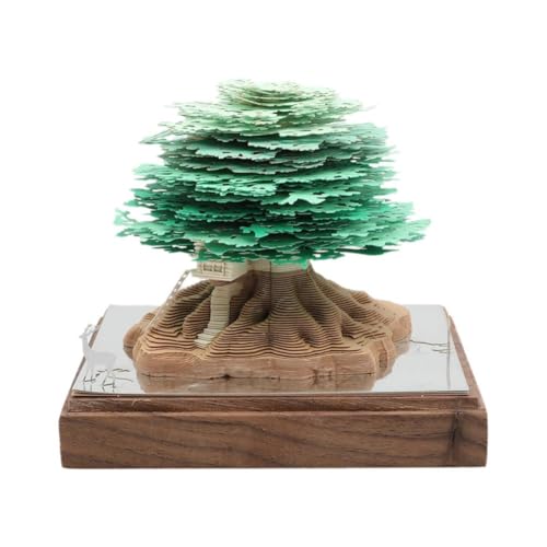 3d-Notizblock,3d-Haftnotizen,3d-Notizblock, Vier-Jahreszeiten-Panorama-Baumhaus, stereoskopische Papierkollektion, handgefertigte Skulptur, Beleuchtung, Geschenk mit Papierstreifen-Geschenk(Green) von WWBPOIUY