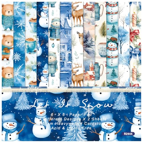 Scrapbooking-Papier, Scrapbooking-Zubehör, Weihnachts-Papierblock, 15,2 x 15,2 cm, 24 Blatt, Schneemann- und Schneeflocken-Druck, Karton, einseitig gemustertes Papier, Weihnachts-Scrapbooking-Zubehör Scrapbooking-Papier, Scrapbooking-Zubehör, Weihnachts-Papierblock, 15,2 x 15,2 cm, 24 Blatt, Schneemann- und Schneeflocken-Druck, Karton, einseitig gemustertes Papier, Weihnachts-Scrapbooking-Zubehör von WWBPOIUY